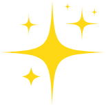 Yellow sparkling stars on a white background.