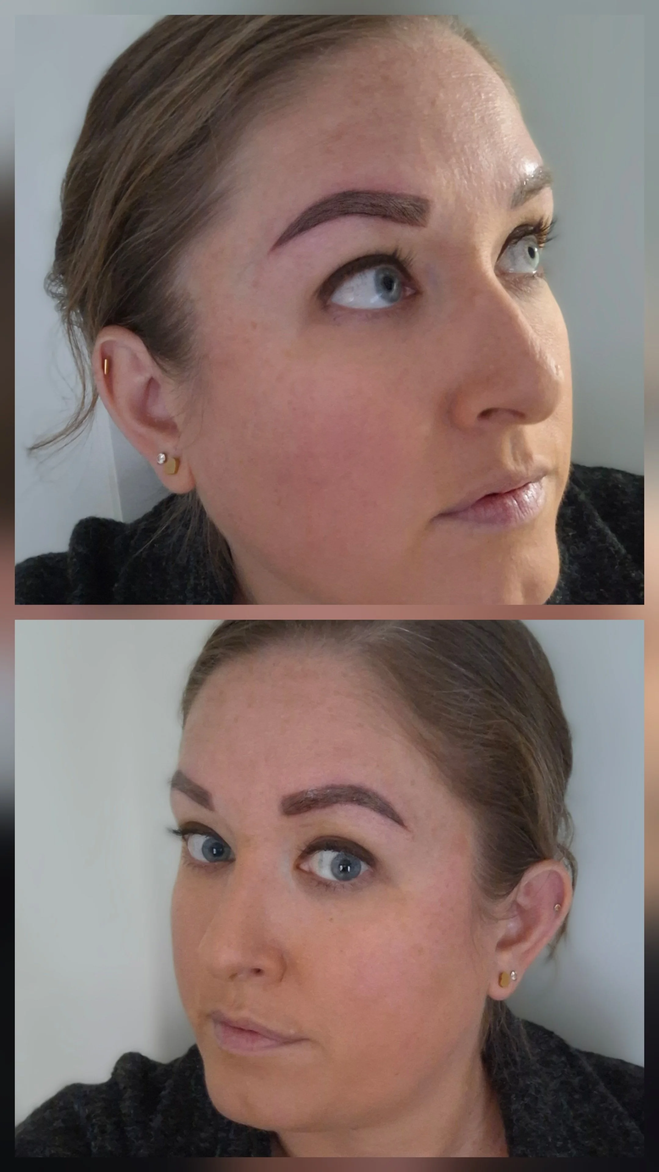 After (powder brow) - swelling and redness will subside and is normal immediately after. The true result is after the 4-8 week touch-up!