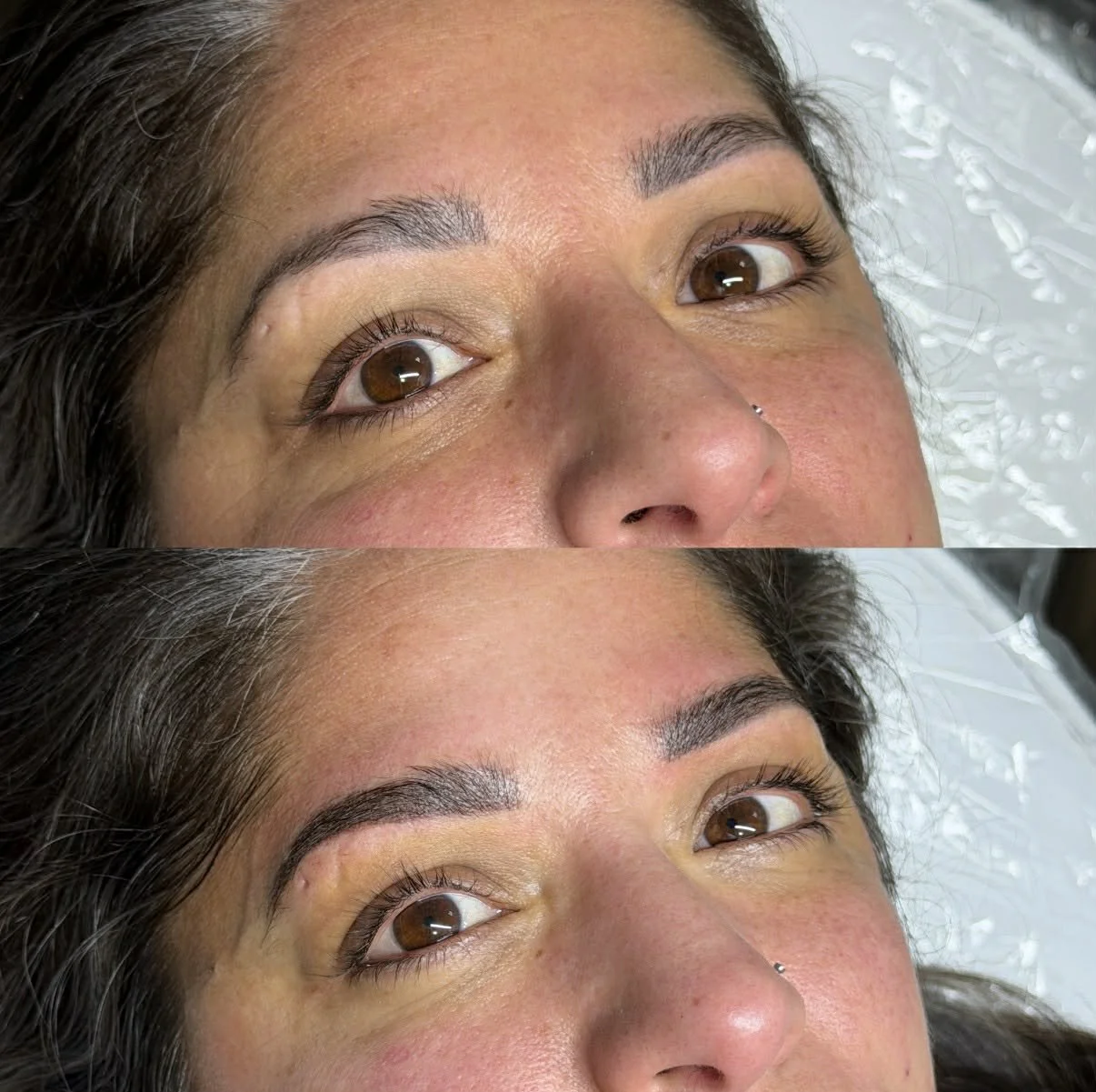A touch up on 2 year old powder brows - sharpening the shape and colour once again