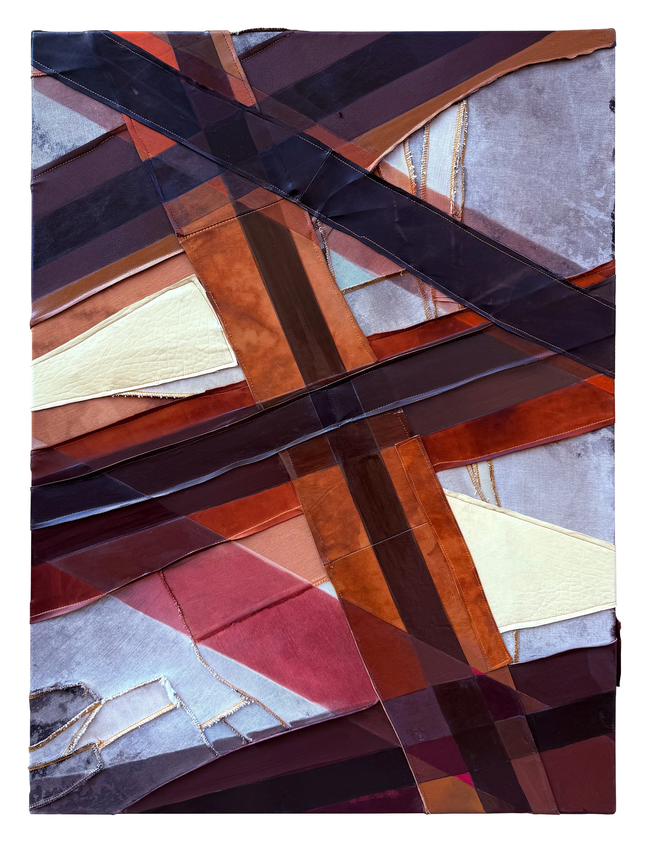 ENCOMPASS
2025
Mixed media on repurposed denim
& textiles incorporating recycled leather.
48”x 48"