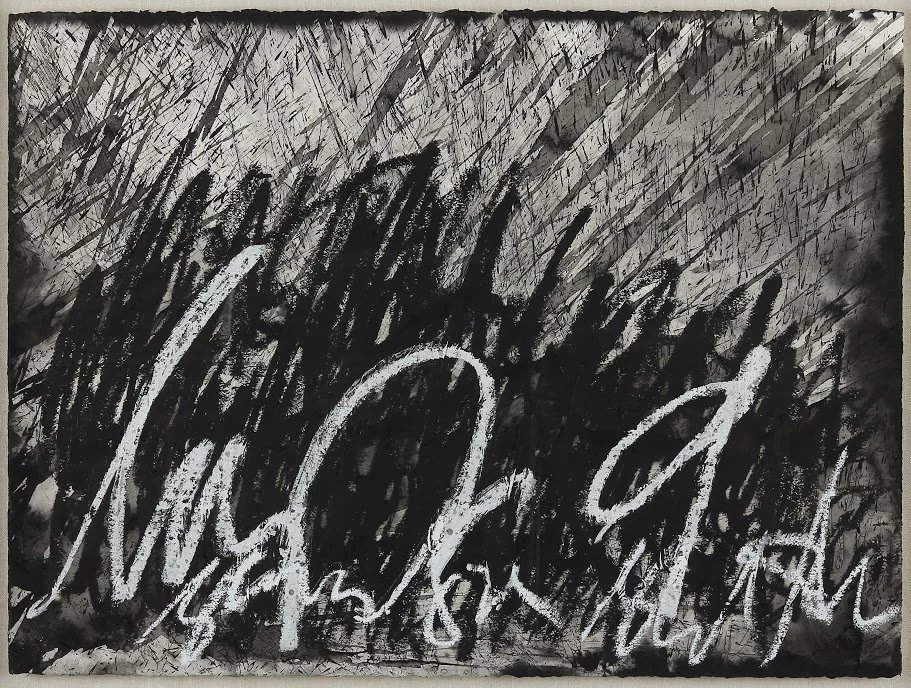 Asemic N075.13, Sumi Ink, Oil on Paper, 22 x 30 in