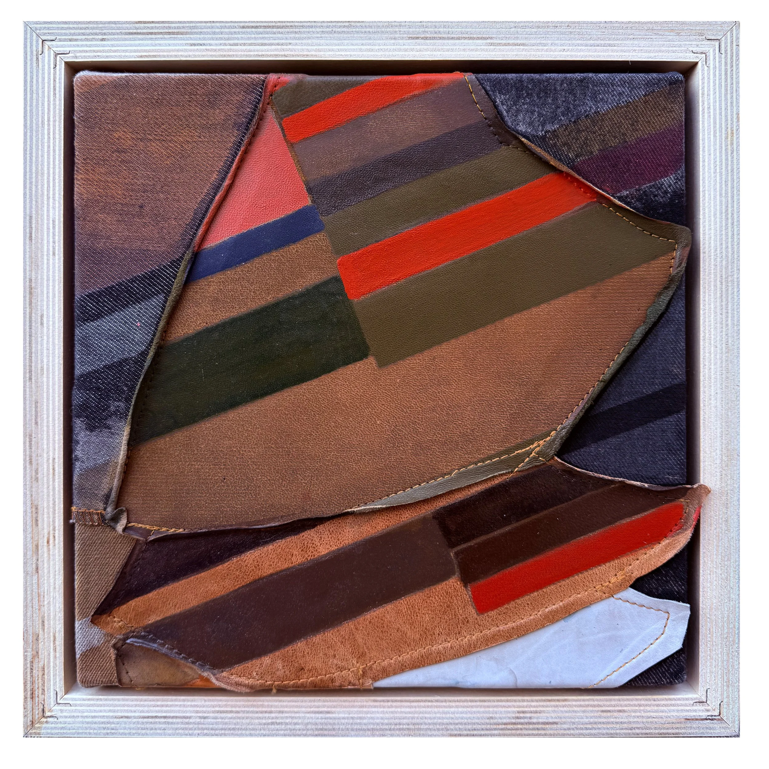 SQUINT
2025
Mixed media on repurposed denim,
other textiles & leather.
12"x12"