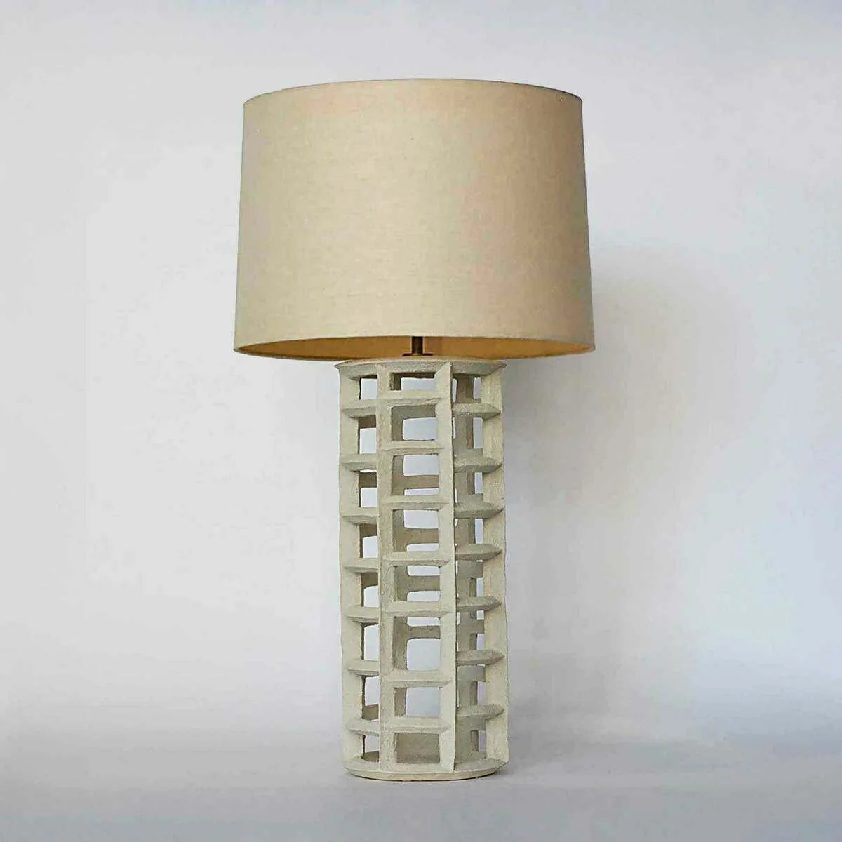 Cage Lamp in White Texture Slip