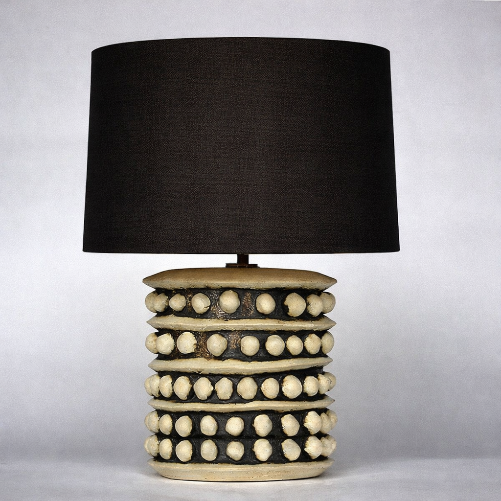 Ballchain Lamp in Ivory- brown-black lampshade.png