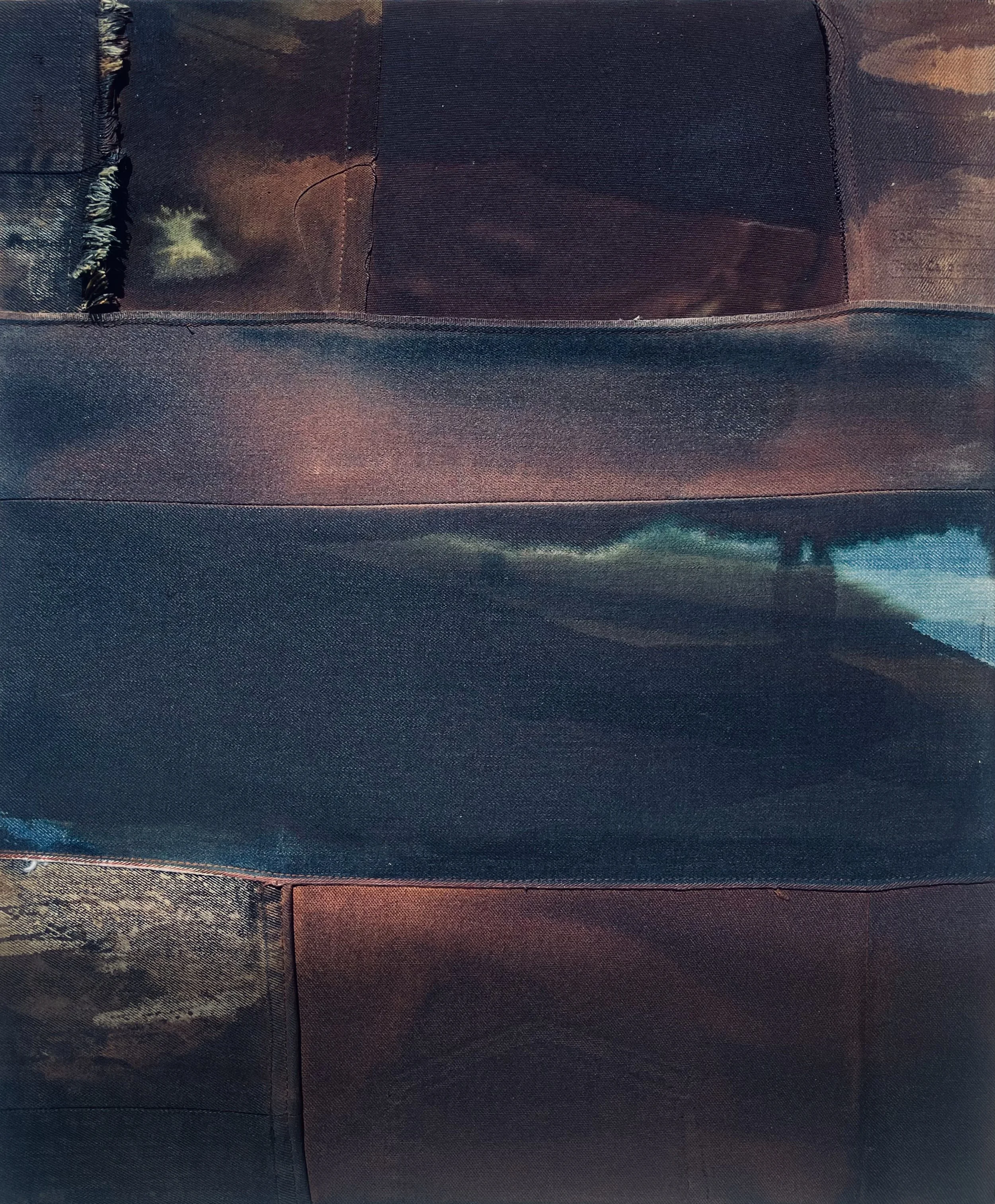 ENCOMPASS
2025
Mixed media on repurposed denim
& textiles incorporating recycled leather.
48”x 48"