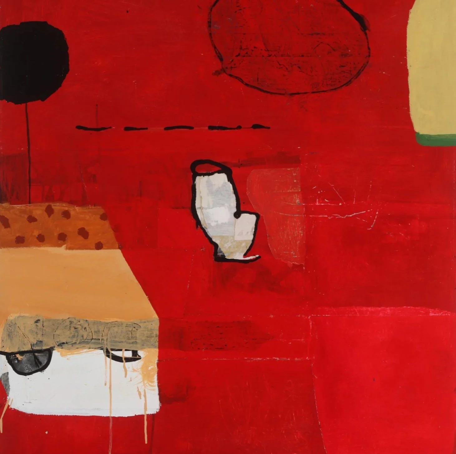 Observations in Red 1, Mix Media on Wood Panel, 60 x 45 in 