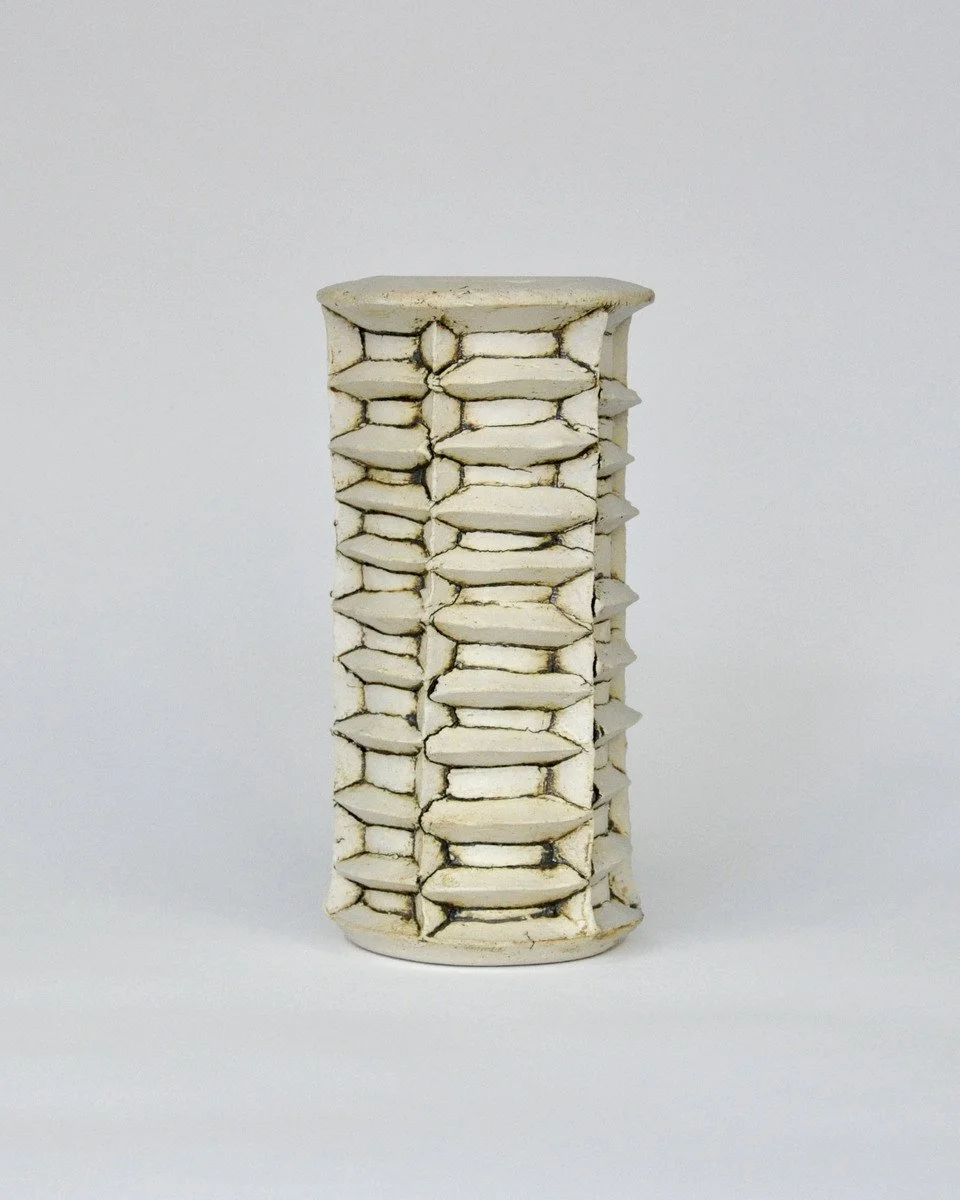 Grid Vase in Ivory - Short.jpg