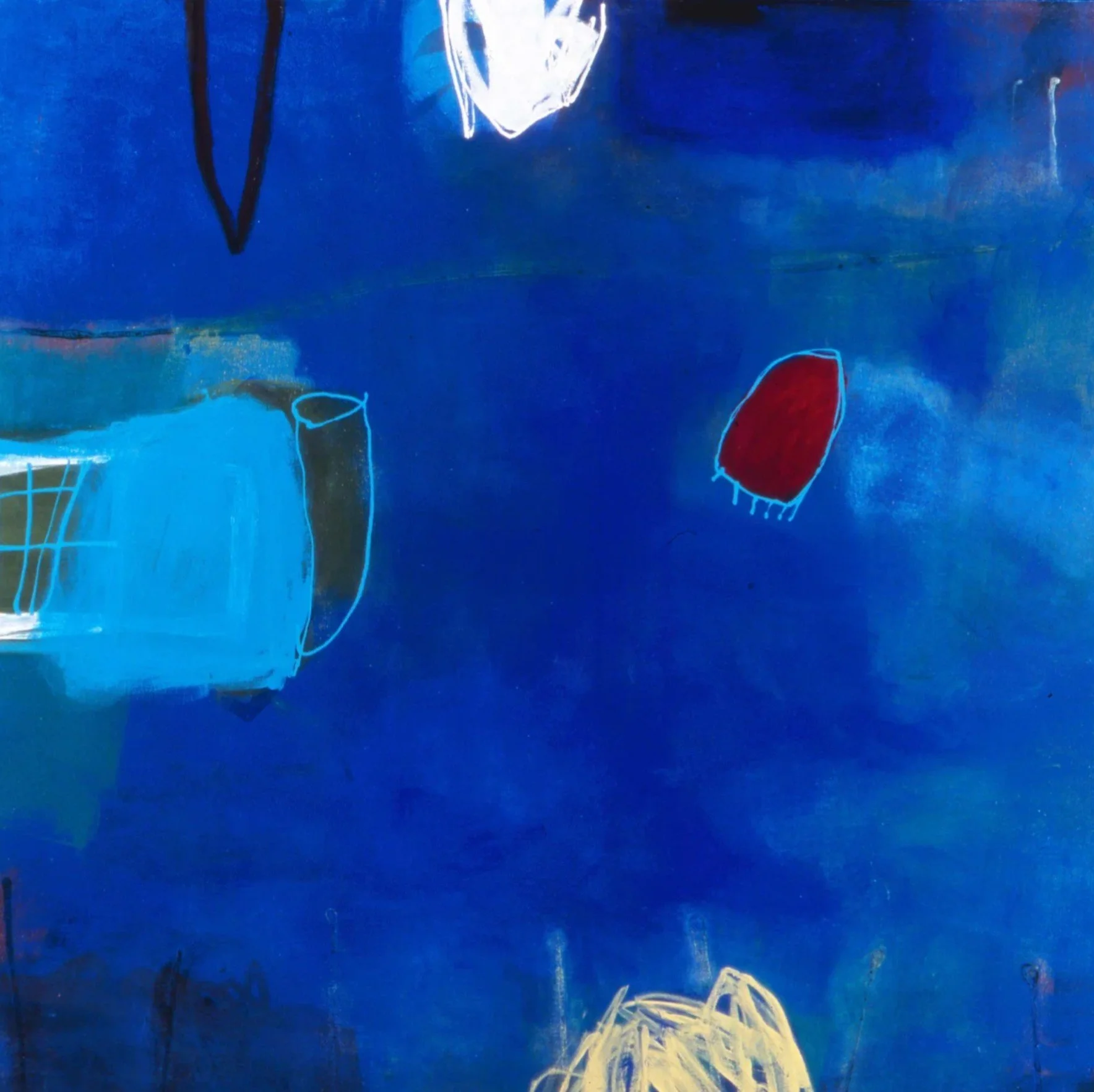 Observations in Blue 5, Mix Media on Wood Panel, 48 x 48 in 