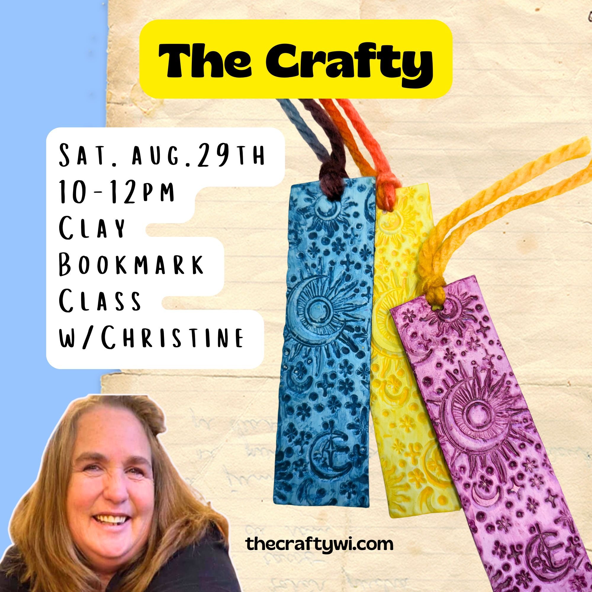 Clay Bookmark Class w/Christine Aug. 29th 10am-12pm