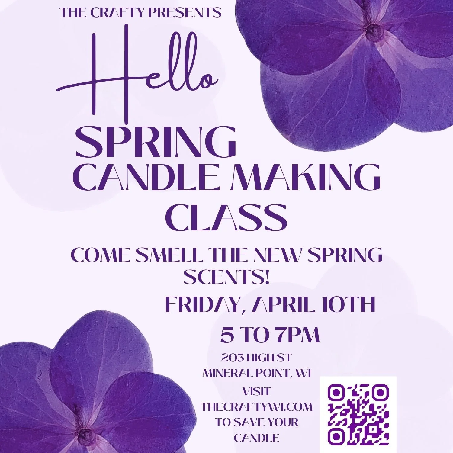 SPRING CANDLE CLASS- April 10th 5-7pm