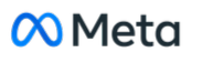 Logotipo de Meta Platforms, Inc. con símbolo de infinito en color azul y texto 'Meta'