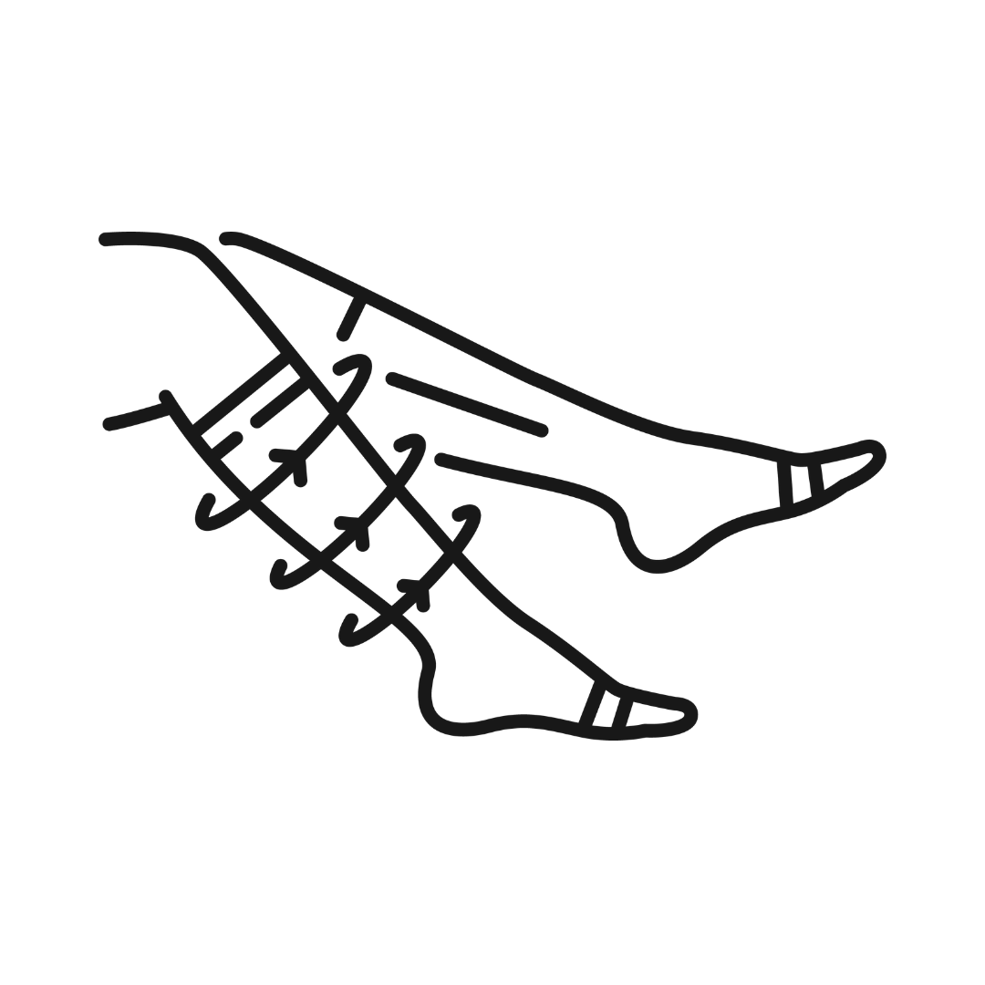 Line drawing of a pair of shoes with laces.