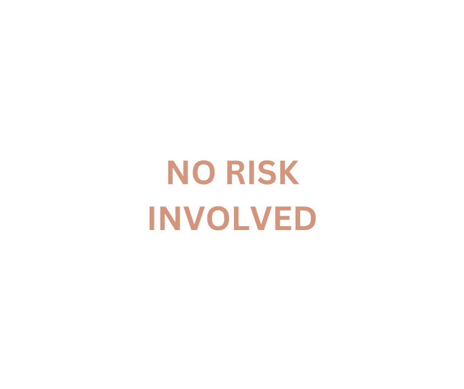 Centered text reading 'NO RISK INVOLVED' on a plain background.