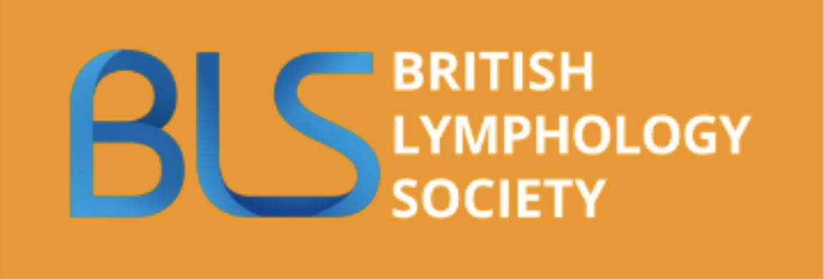 Logo of the British Lymphology Society with orange background and blue and white text.