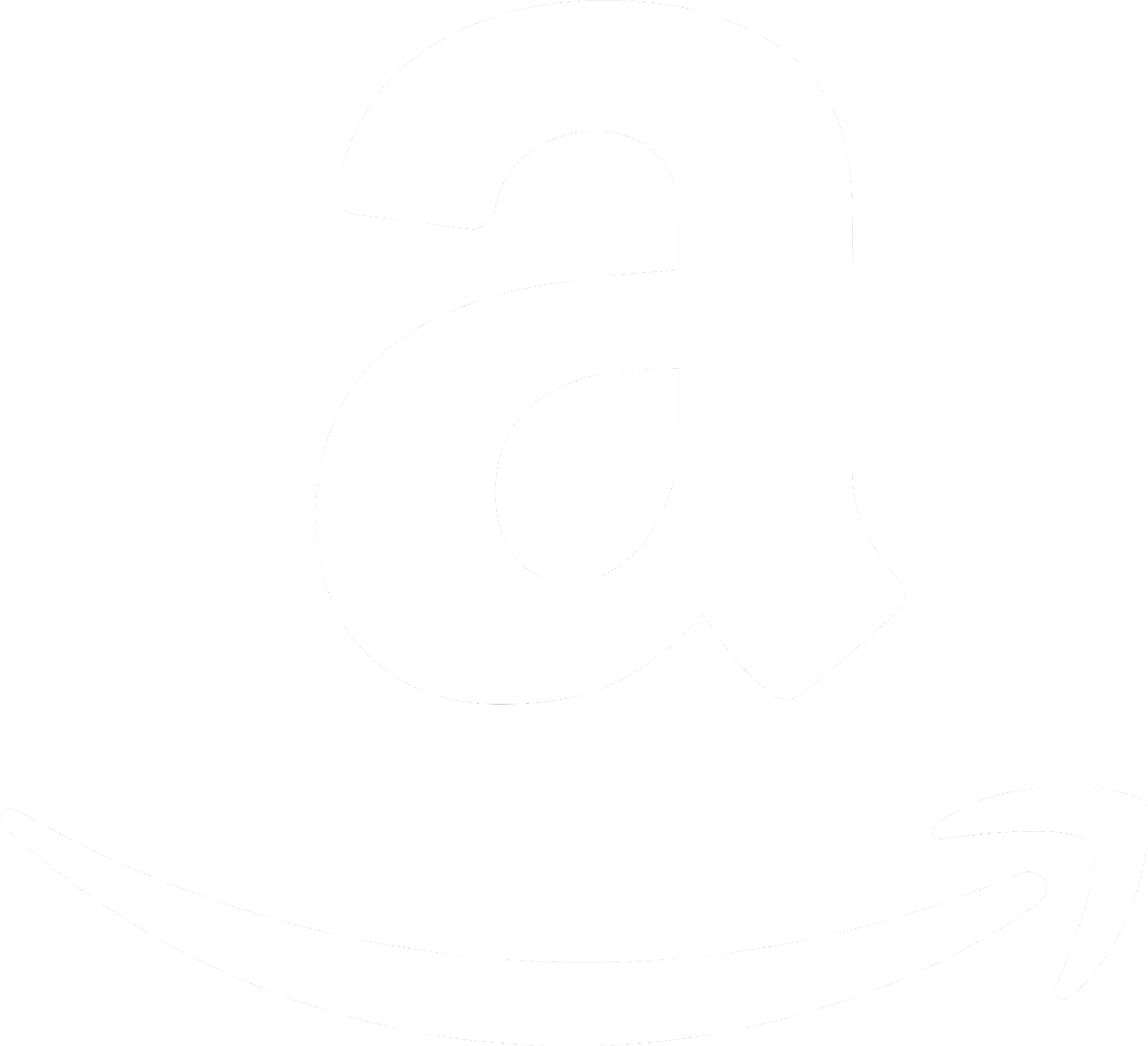 Black and white logo of Amazon, featuring a lowercase letter 'a' with an arrow curved beneath it.