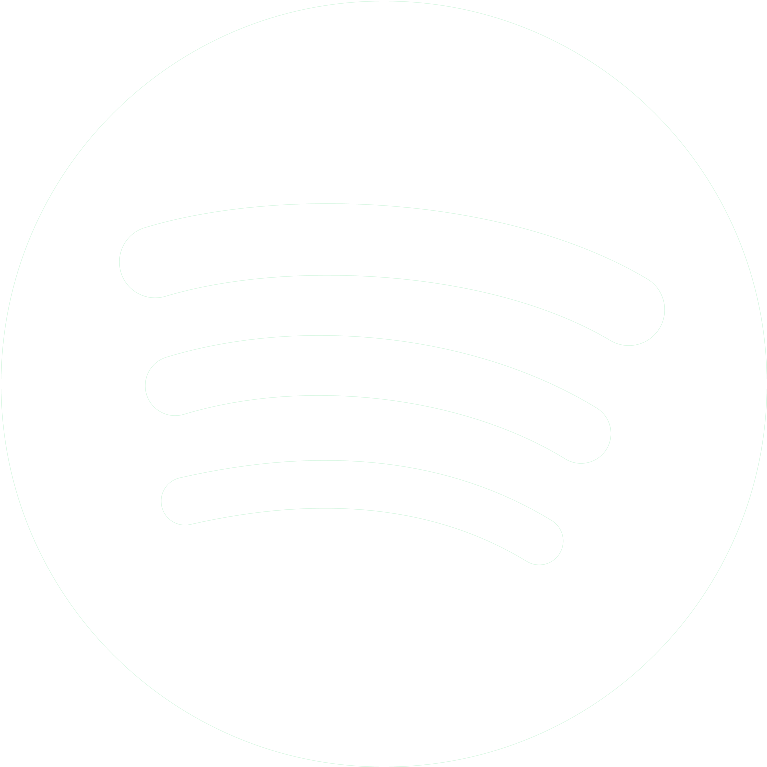 Black Spotify logo on a white circular background.