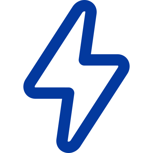 Blue lightning bolt symbol on black background.