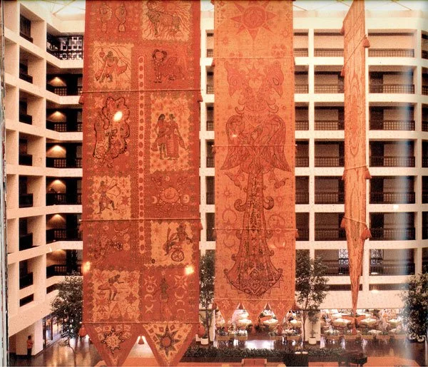 The three 62 foot long and 15-foot-wide giant pennants made by The Aluwihara Center for the Oberoi Hotel in Colombo 