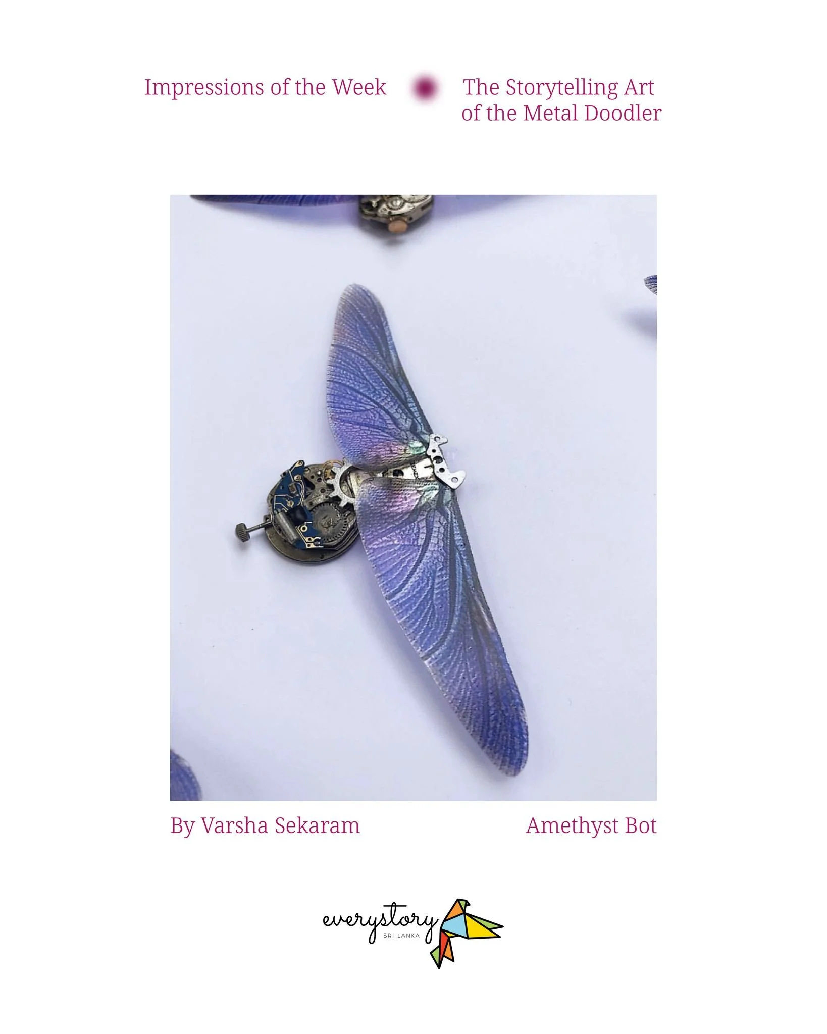 Salome is an artist who has managed to create her own universe of fascinating creatures using a blend of recycled metal devices, watercolor, metal etching, acrylic and other mediums. From mothbots to copperflies, each of Salome's creations has its ow