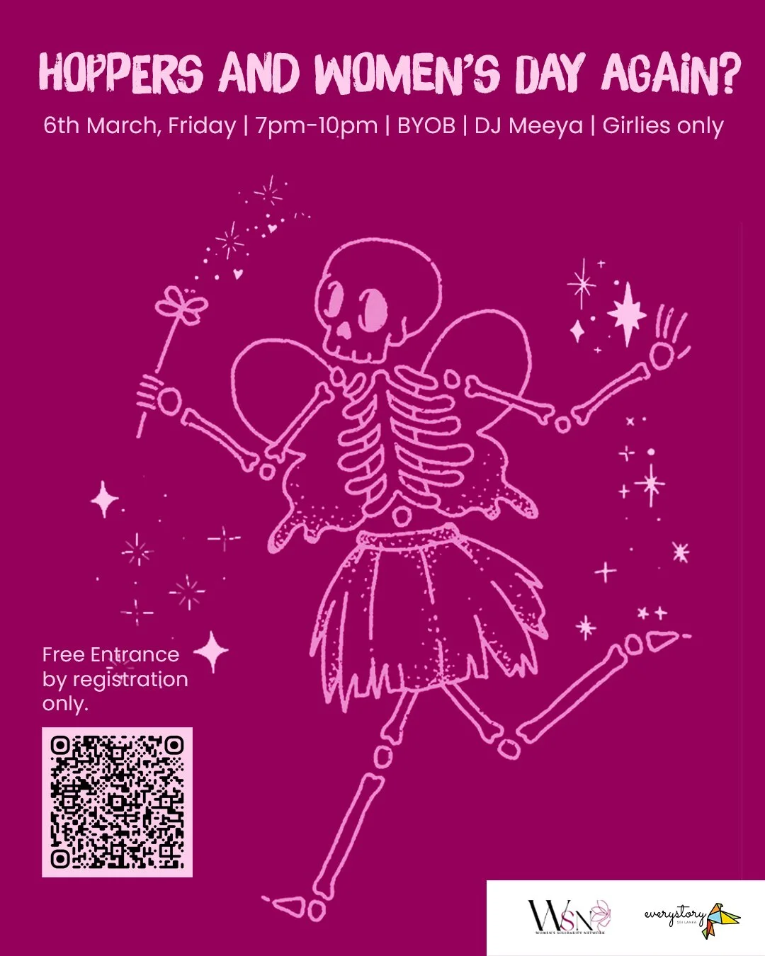 Join us on 6th March, Friday night to celebrate Women's Day with Hoppers again! 

6th March
7-10pm
BYOB 

DJ  @mia_manoji 

Women only (Self-identifying) 

Free Entrance by Registration only via link in bio

With love and in solidarity,
Everystory, W