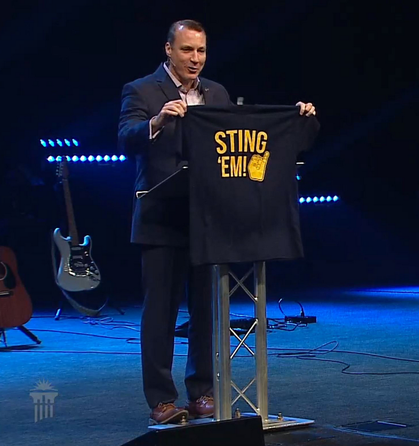 President of Cedarville University Thomas White with the design