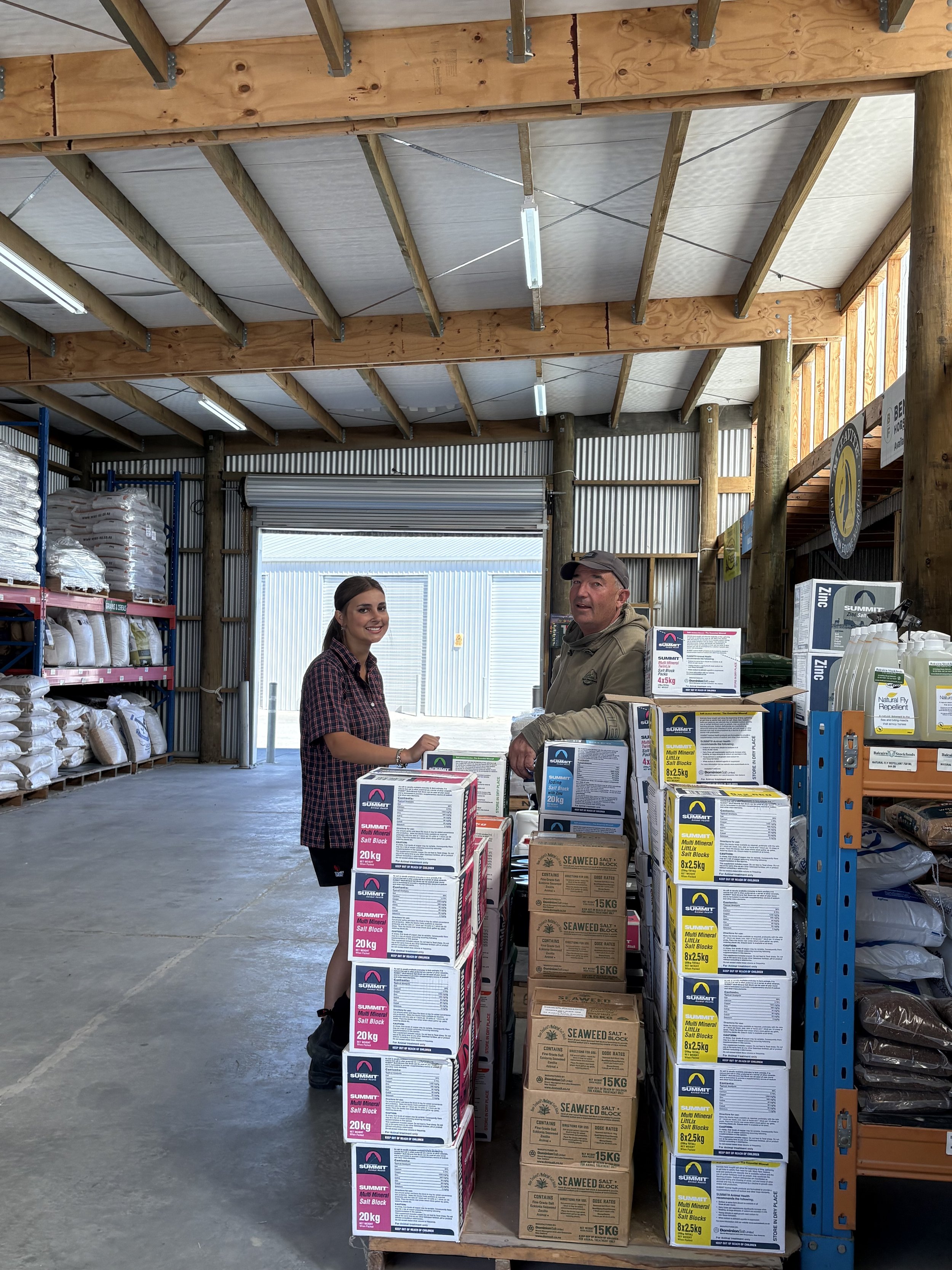 Jorja and Kev in the shop