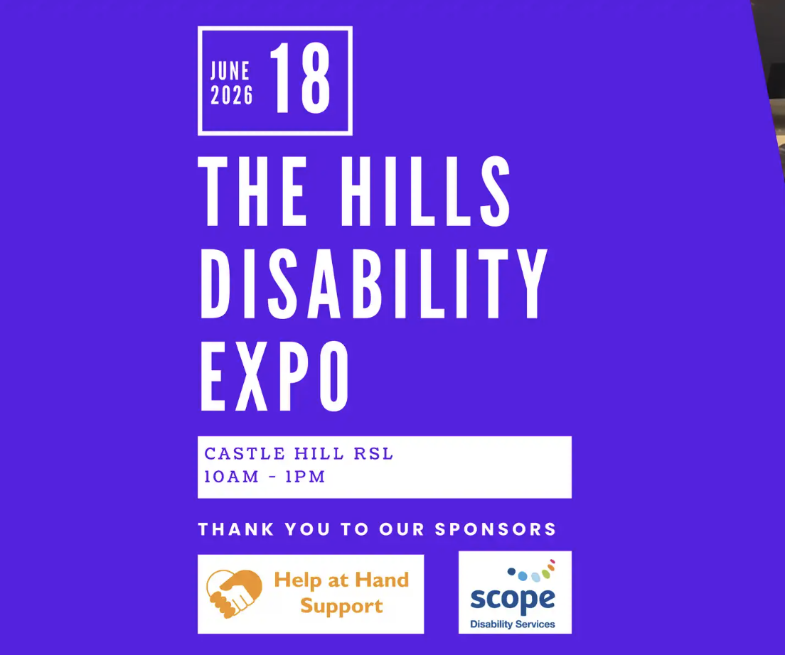 Blue Flyer for the Hills Disability Expo on June 18, 2026
