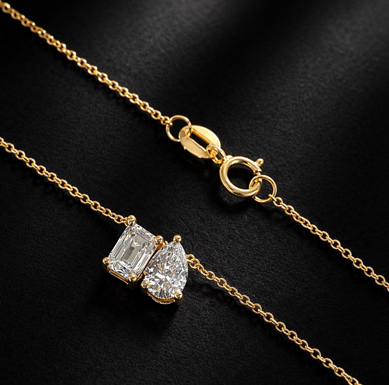 The Moi et Toi &mdash; French for me and you.
Two diamonds, side by side &mdash; a timeless symbol of two becoming one. 
Available in multiple diamond shapes so you can design your own perfect pair 💎