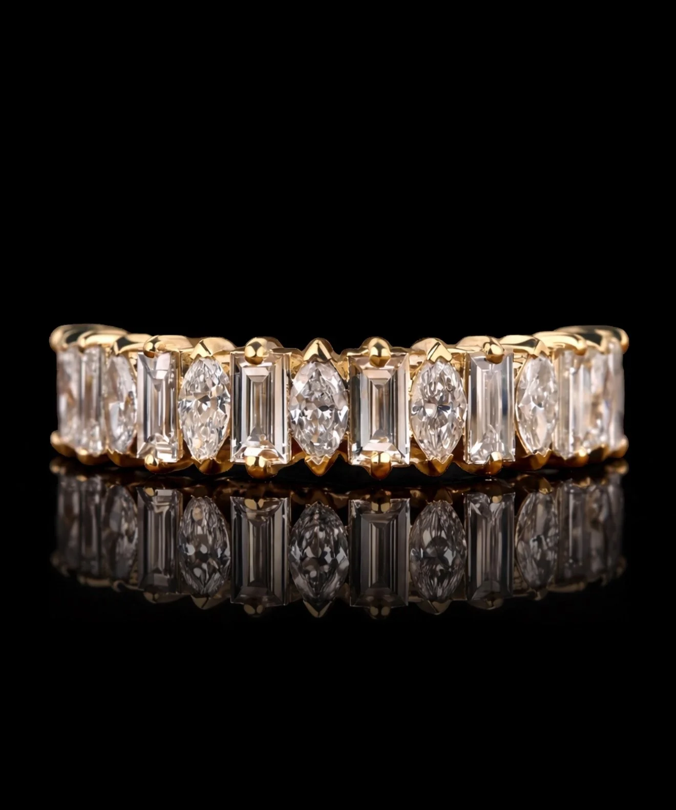 A half eternity band&mdash;but make it intentional.
Designed with an open gallery to let every diamond catch the light, not just from the top, but from every angle.

Because true brilliance isn&rsquo;t just what you see&hellip; it&rsquo;s how it&rsqu