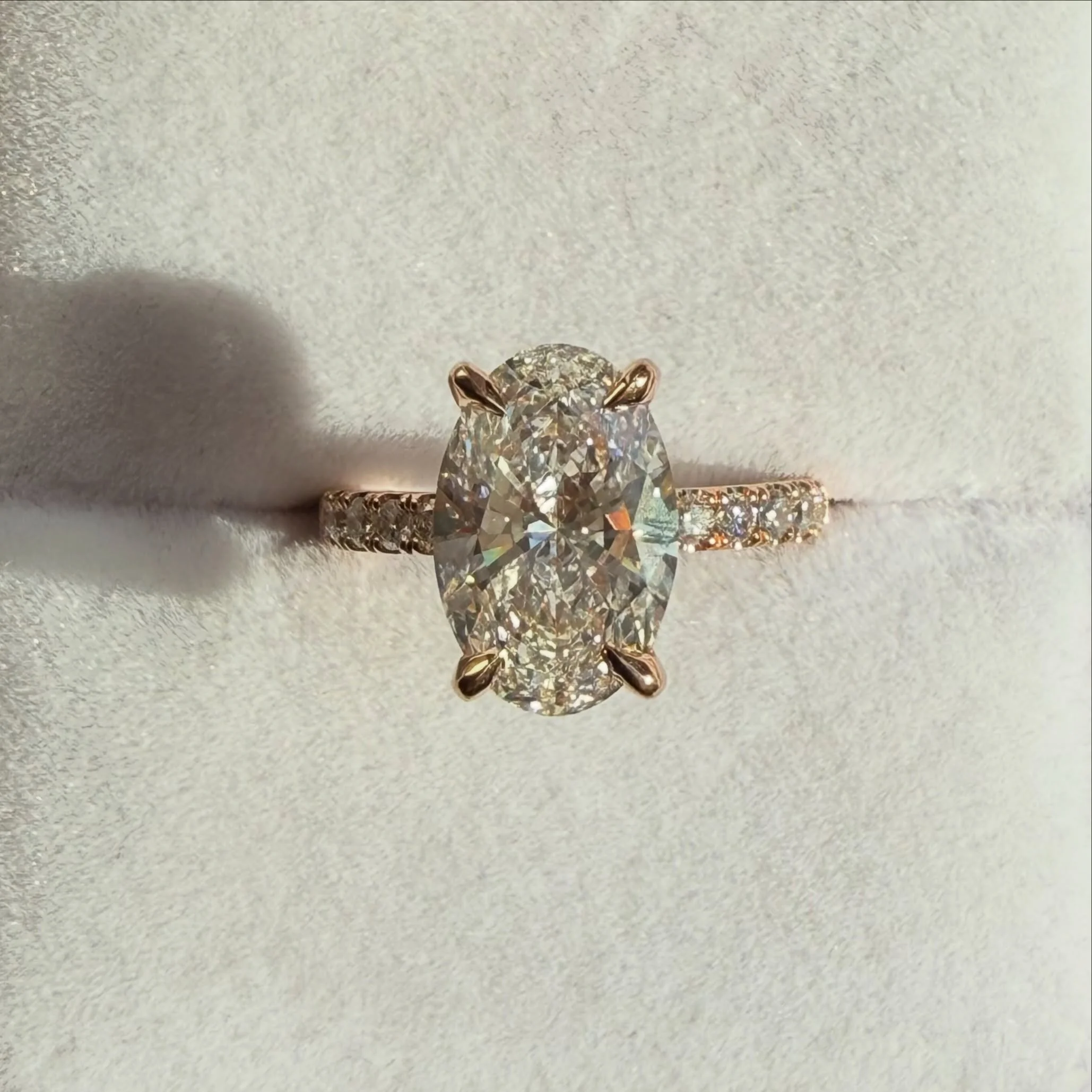 S &amp; G 💌 waiting for our couples to get engaged is always the hardest part, but seeing their proposal come to life and getting to be a part of it is always the best part. A slightly elongated, bow-tie free, brilliant oval set in 18k rose gold wit