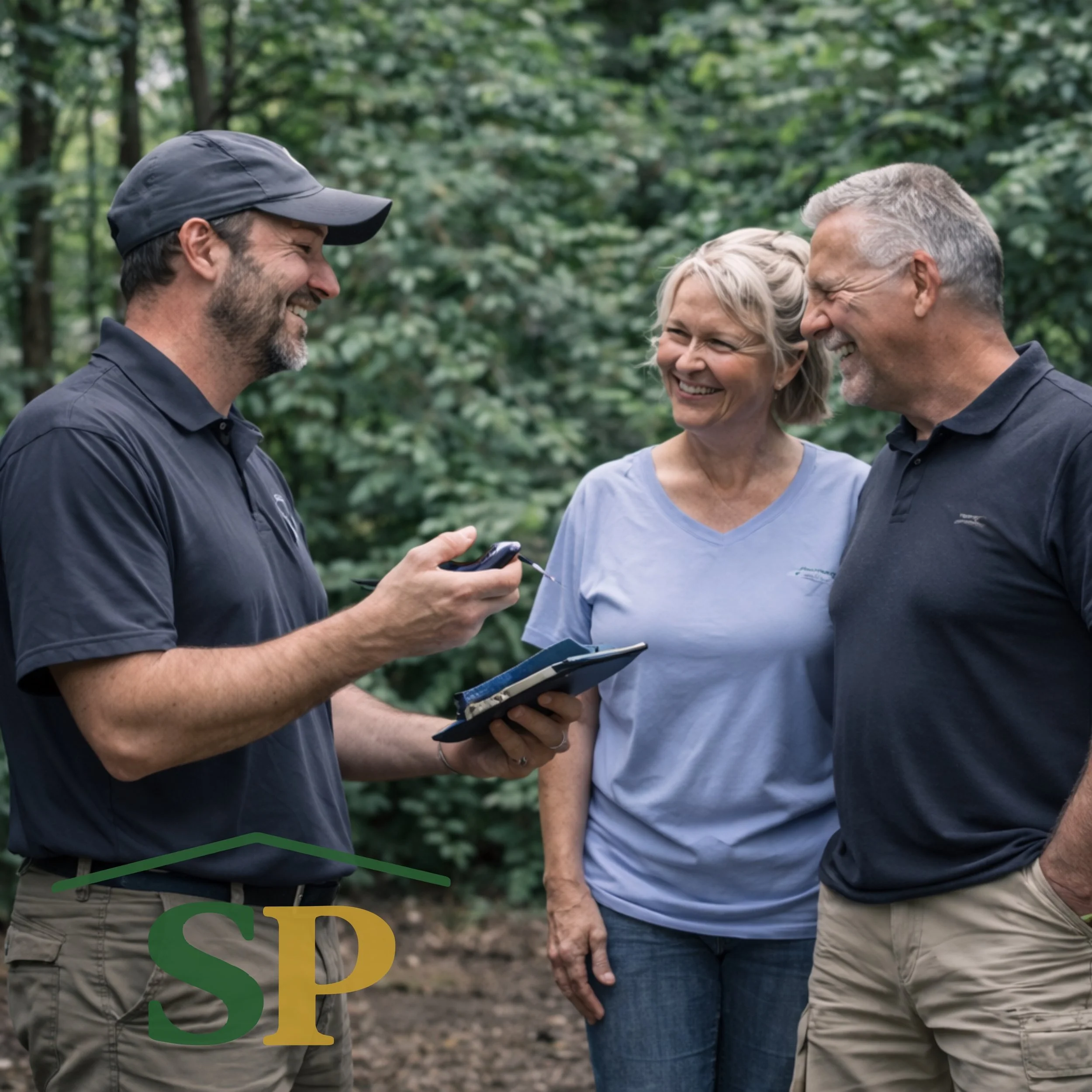 ShedPro meeting with homeowners to review their shed project and provide a professional customer experience