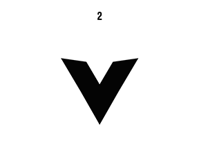 Ein Wappen mit einem großen V, einem Stern mit der Zahl 2, und schwarzen und weißen Elementen.