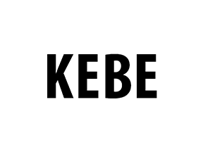 Schwarzes Bild mit weißem Text, der 'KEBE' lautet.