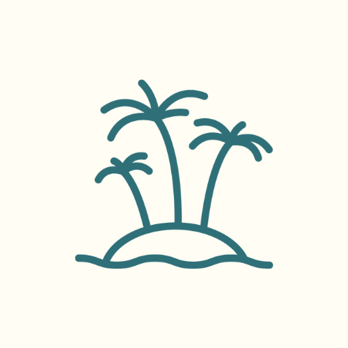 Icon von einer kleinen Insel im Meer, auf der drei Palmen stehen