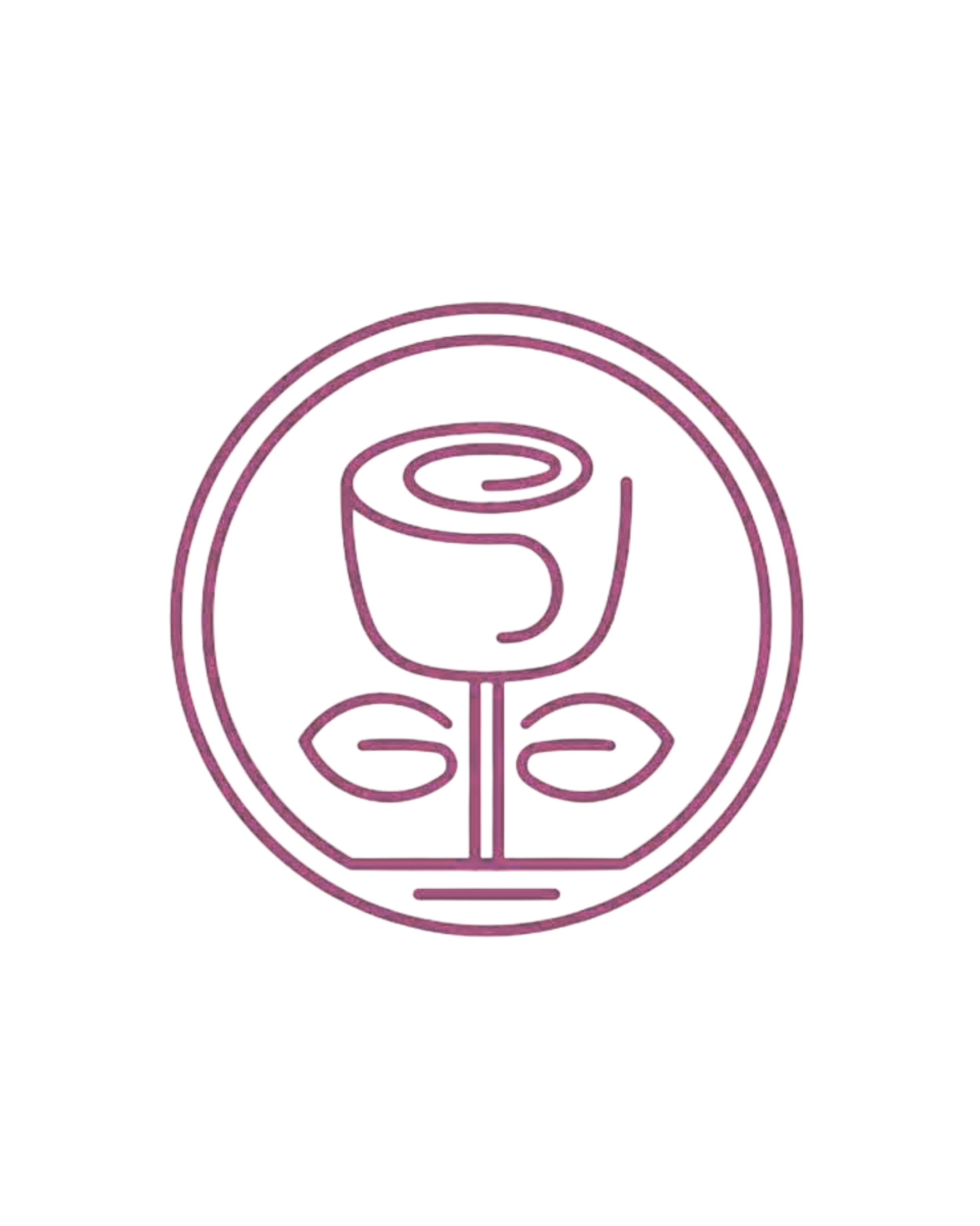 Pink neon light sign with a coffee cup and leaves inside a circle.