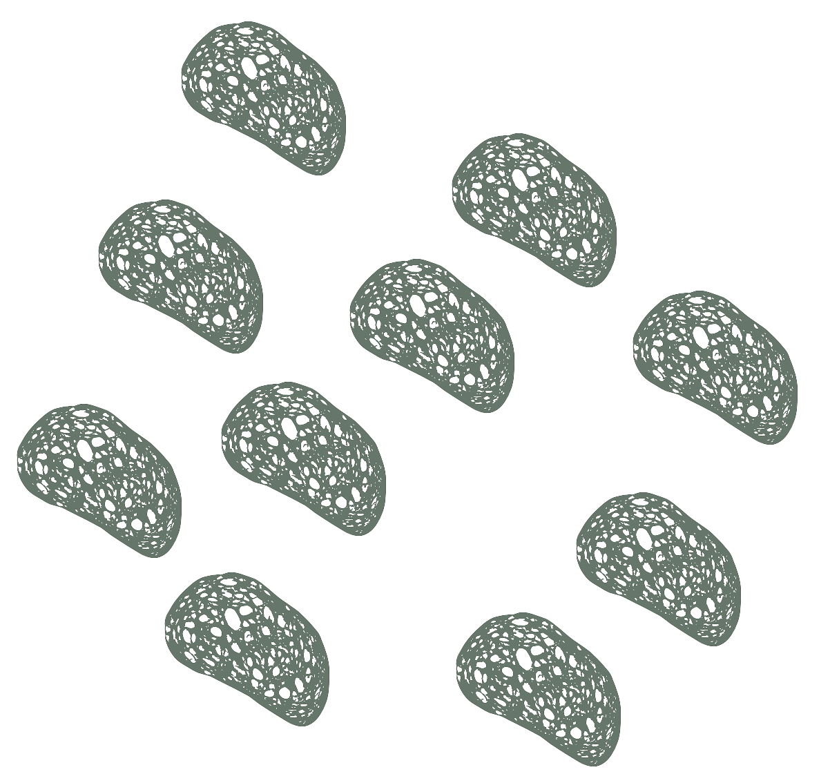 Ten green sourdough bread outlined arranged in a circular pattern.