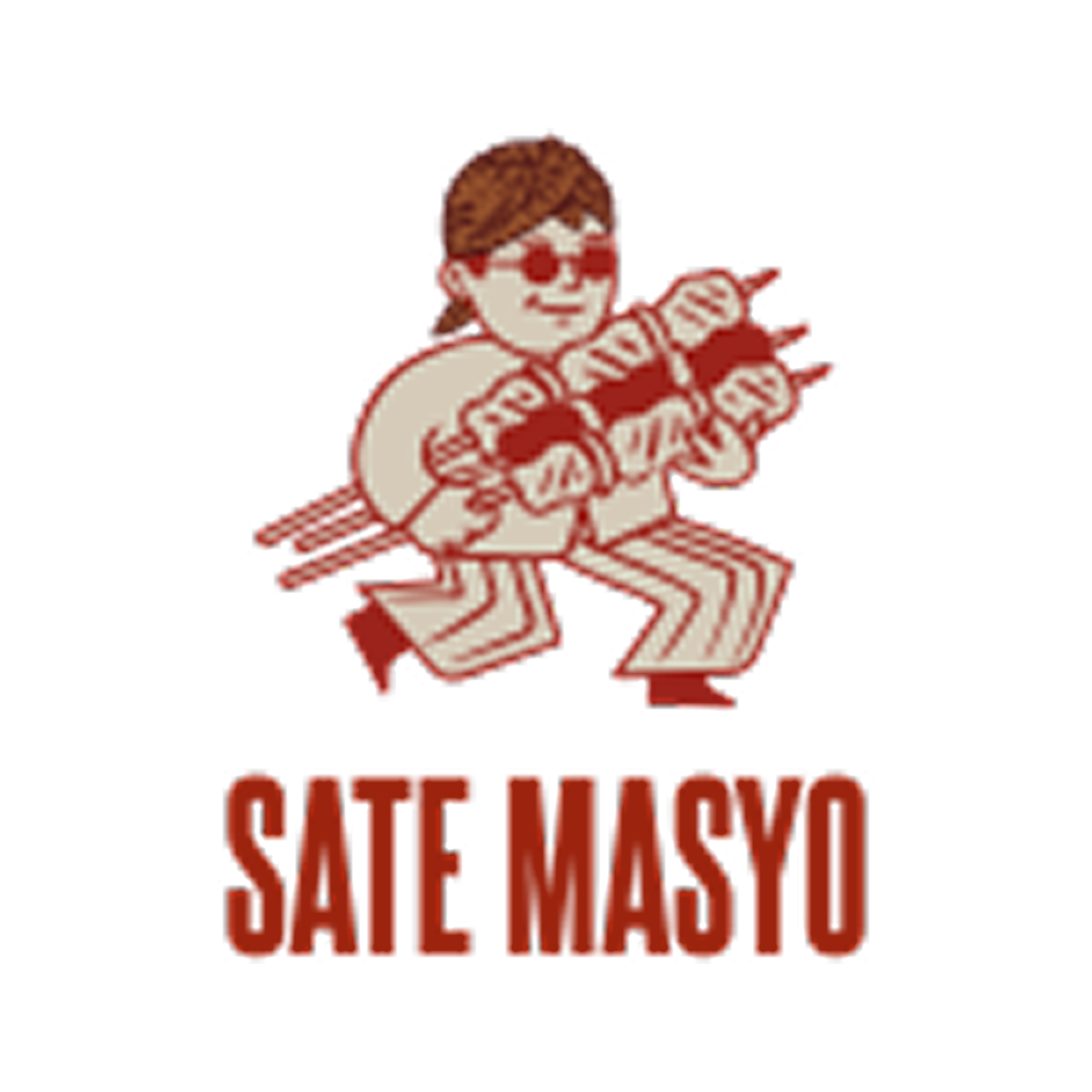 A cartoon character from the SaeHasu logo, wearing sunglasses with striped pants and gloves, holding a bat and ready to swing.