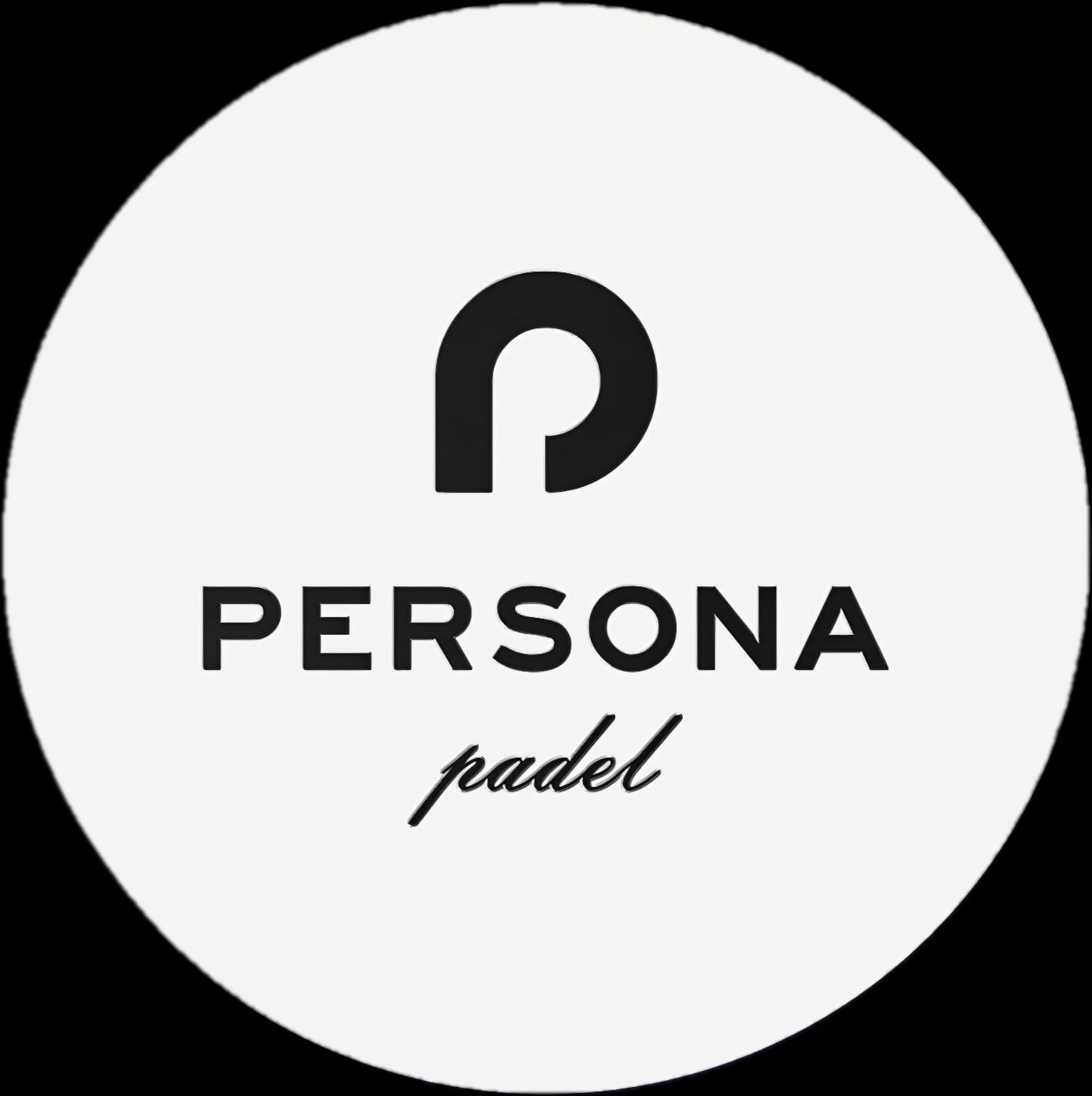 Logo for Persona Padel featuring a stylized 'P' symbol and the words 'Persona Padel' with 'padel' in cursive font.