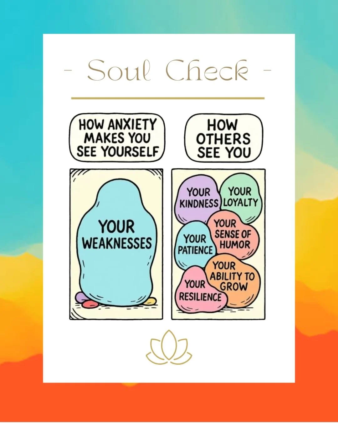 Soul Check ✋🏼🧡 
Don't let anxiety distort how you see yourself!
Love Cath!

.
.
.
.
.

#SoulCheck #Freeedom #Anxiety #SelfReflection
#SoulfulLife