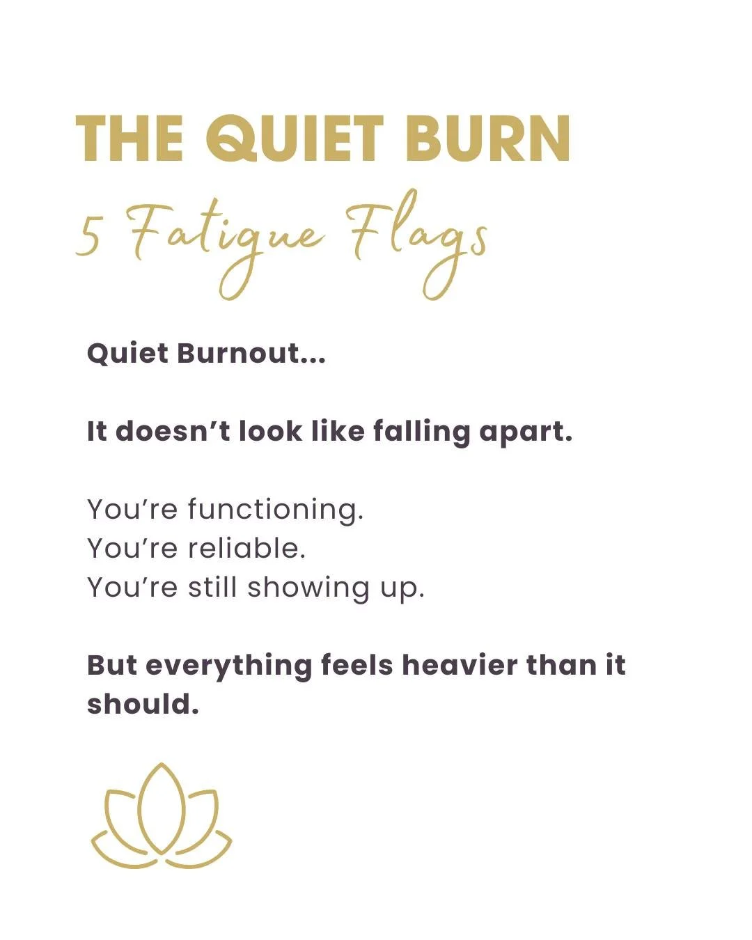 Some exhaustion doesn&rsquo;t shout.
It whispers.
This is the quiet burn 🔥

If you&rsquo;re constantly tired, emotionally stretched, or running on autopilot, it&rsquo;s not a personal failing; it&rsquo;s your nervous system asking for something diff