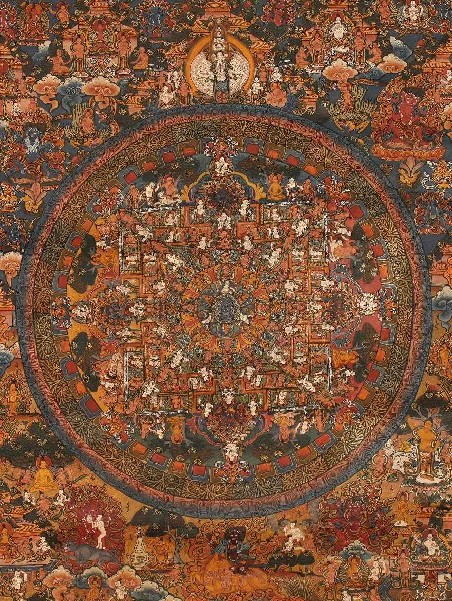 Tibetan Mandala of the Five Buddha Families, Eastern Tibet late 19th to early 20th century