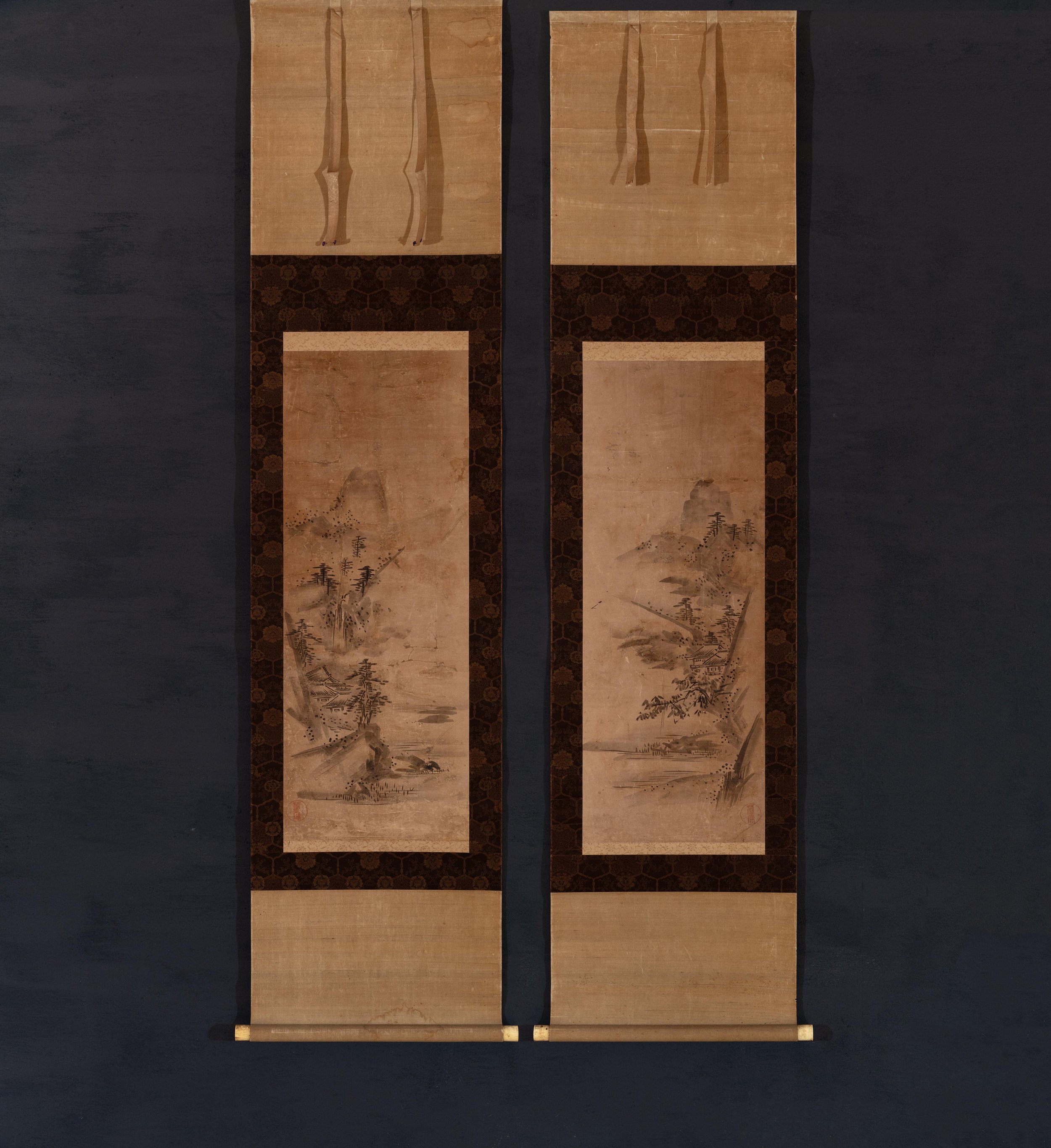 Mountain Landscapes with Pavilions and Pines (Pair)