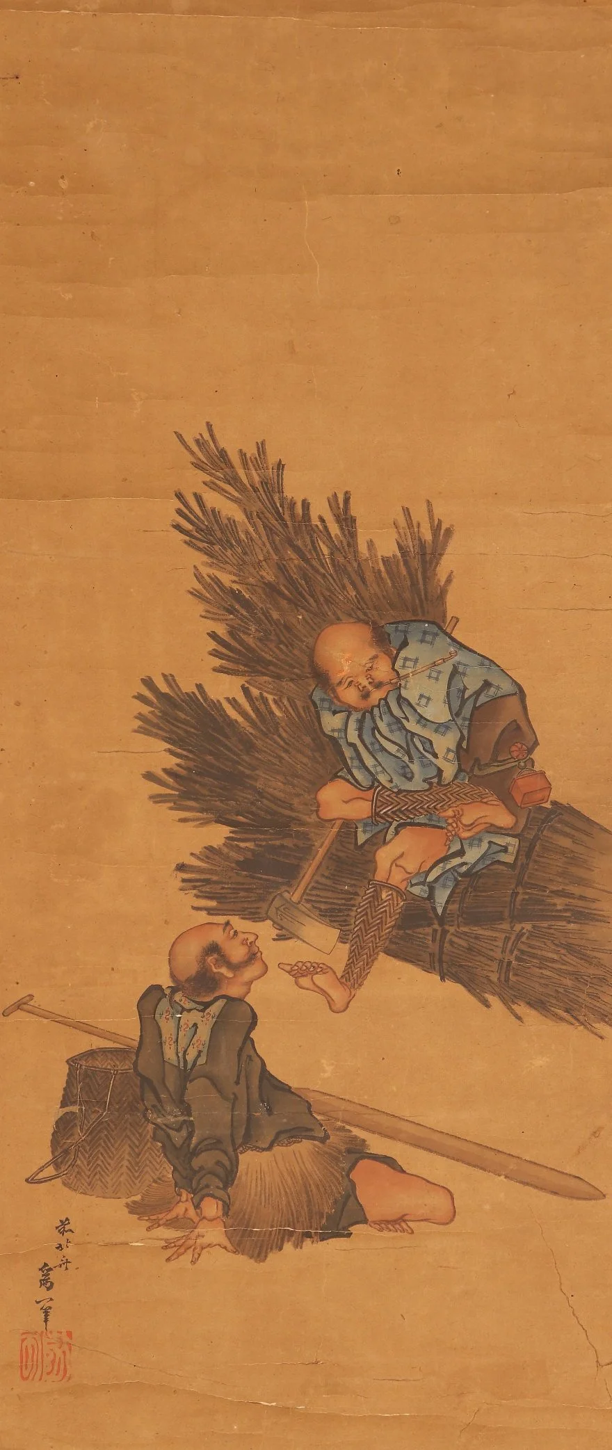 After Katsushika Hokusai (1760–1849) Fisherman and Woodcutter in Dialogue (山水図)