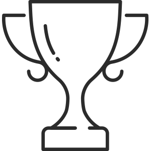Outline of a trophy cup with decorative handles