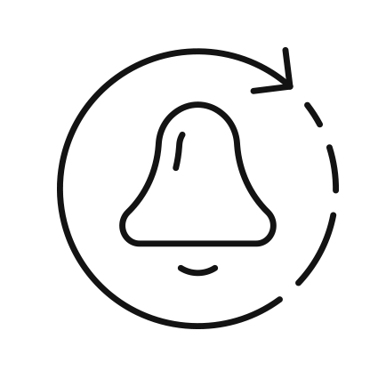 Notification icon with a bell and circular arrow