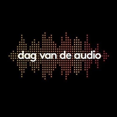 Sound wave graphic with the text 'dag van de audio' in the center.