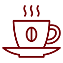 En kop kaffe på en tallerken