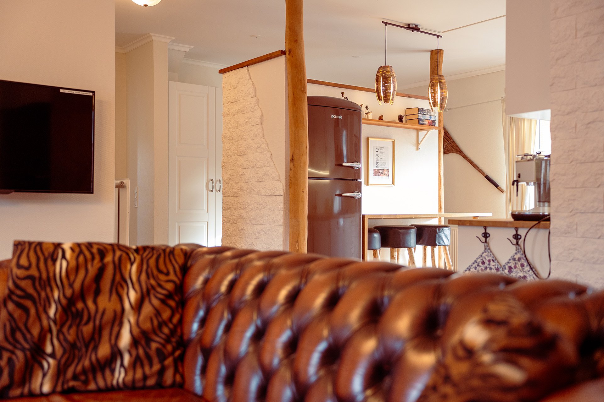 Chesterfield sofa læder brun vintage stil