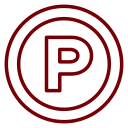Parkering skilt med rød cirkel og P-ikon, der er gennemtegnet.