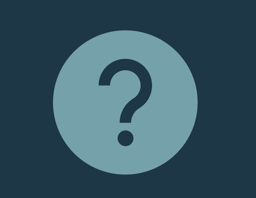A graphic with a large question mark inside a circle on a dark background.
